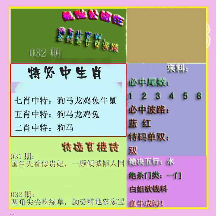 032期波肖门尾最佳公开版[图]